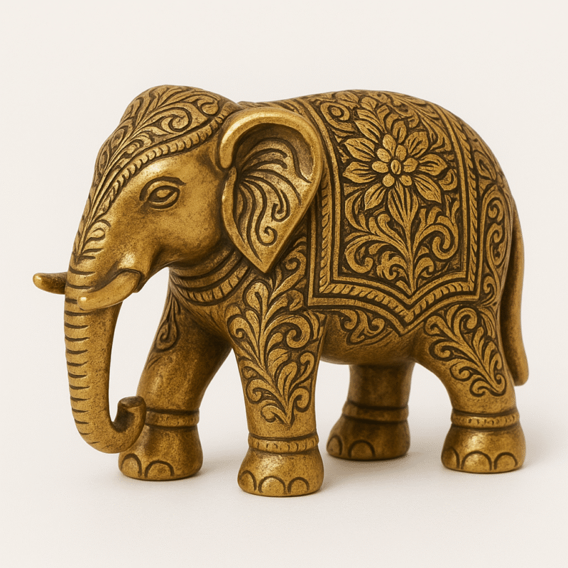 Small Decorative Elephant Figurine (Brass or Wood)
