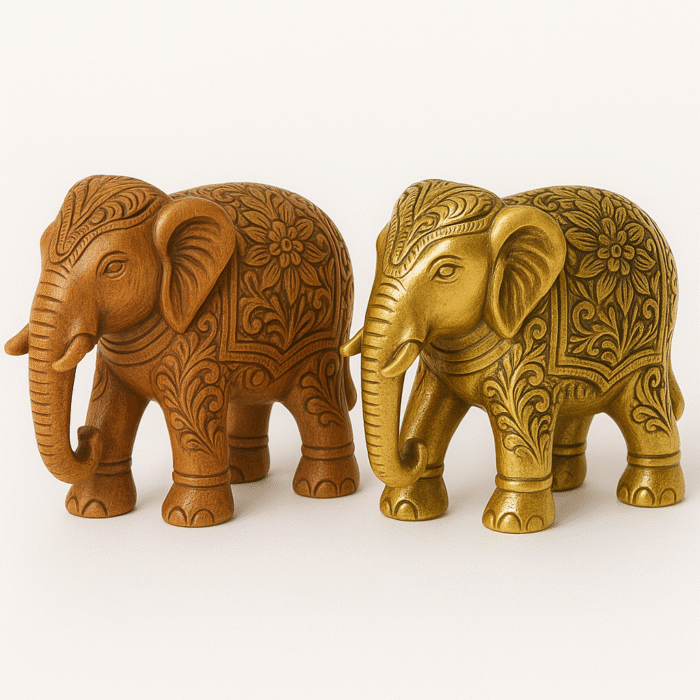 Small Decorative Elephant Figurine (Brass or Wood) - Image 4