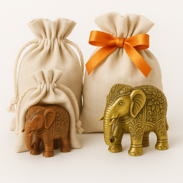 Small Decorative Elephant Figurine (Brass or Wood) - Image 3