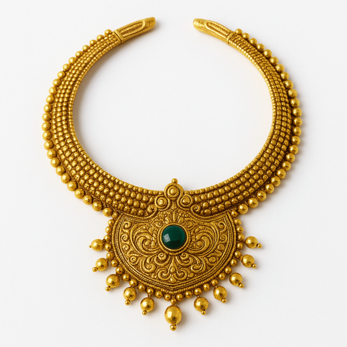 Golden Necklace with Traditional Indian Design