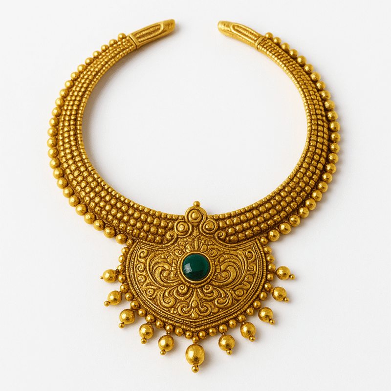Golden Necklace with Traditional Indian Design